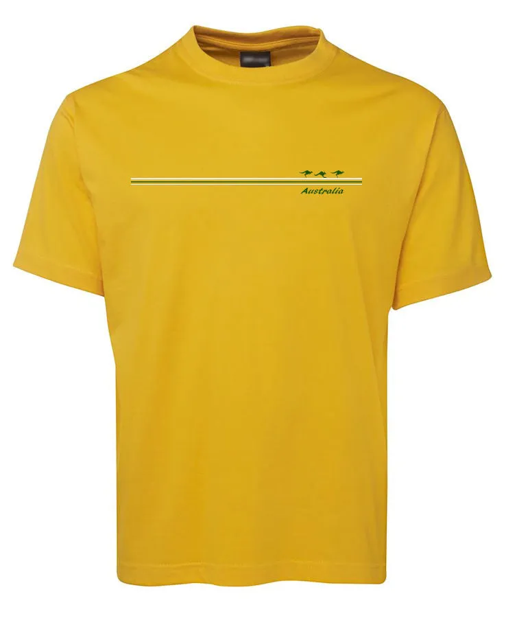 3 Kangaroo Stripe Adults T-Shirt (Green & Gold Colour Choices)