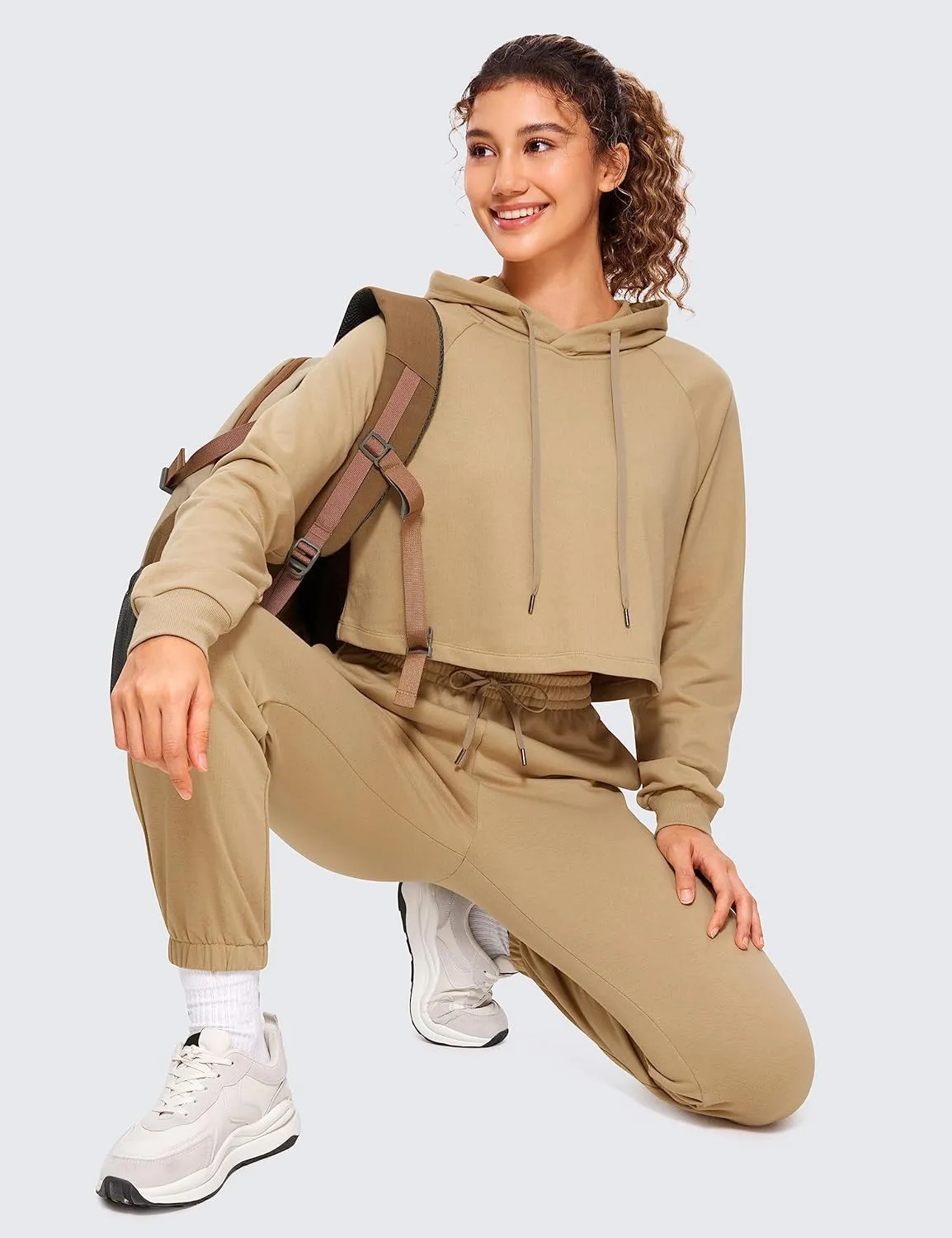 CRZ YOGA Women's Casual Cropped Hoodie Long Sleeves Drawstring Sweatshirts Cute Pullover Workout Crop Tops