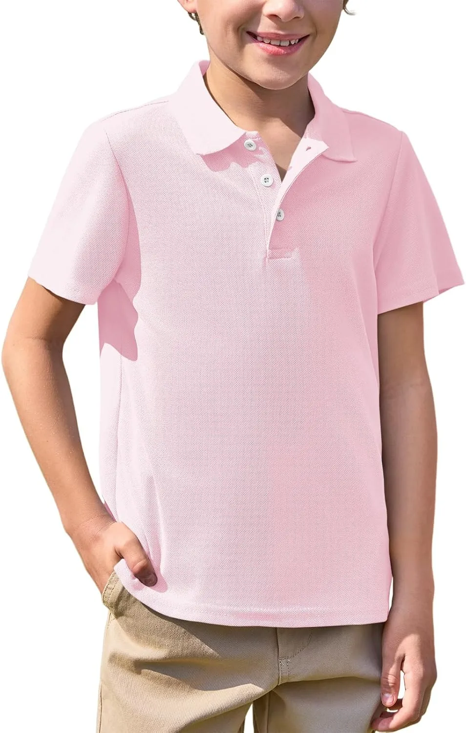 Haloumoning Boys Short Sleeve Polo Shirt Kids Collared School Uniform Shirts 5-14 Years