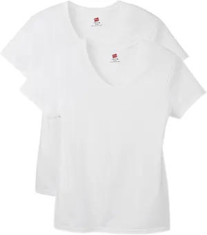 Hanes Perfect-T V-Neck T-Shirt, Cotton Short Sleeve Tee for Women, 1 or 2 Pack