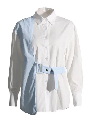 Harlie Colorblock Casual Belt Shirt