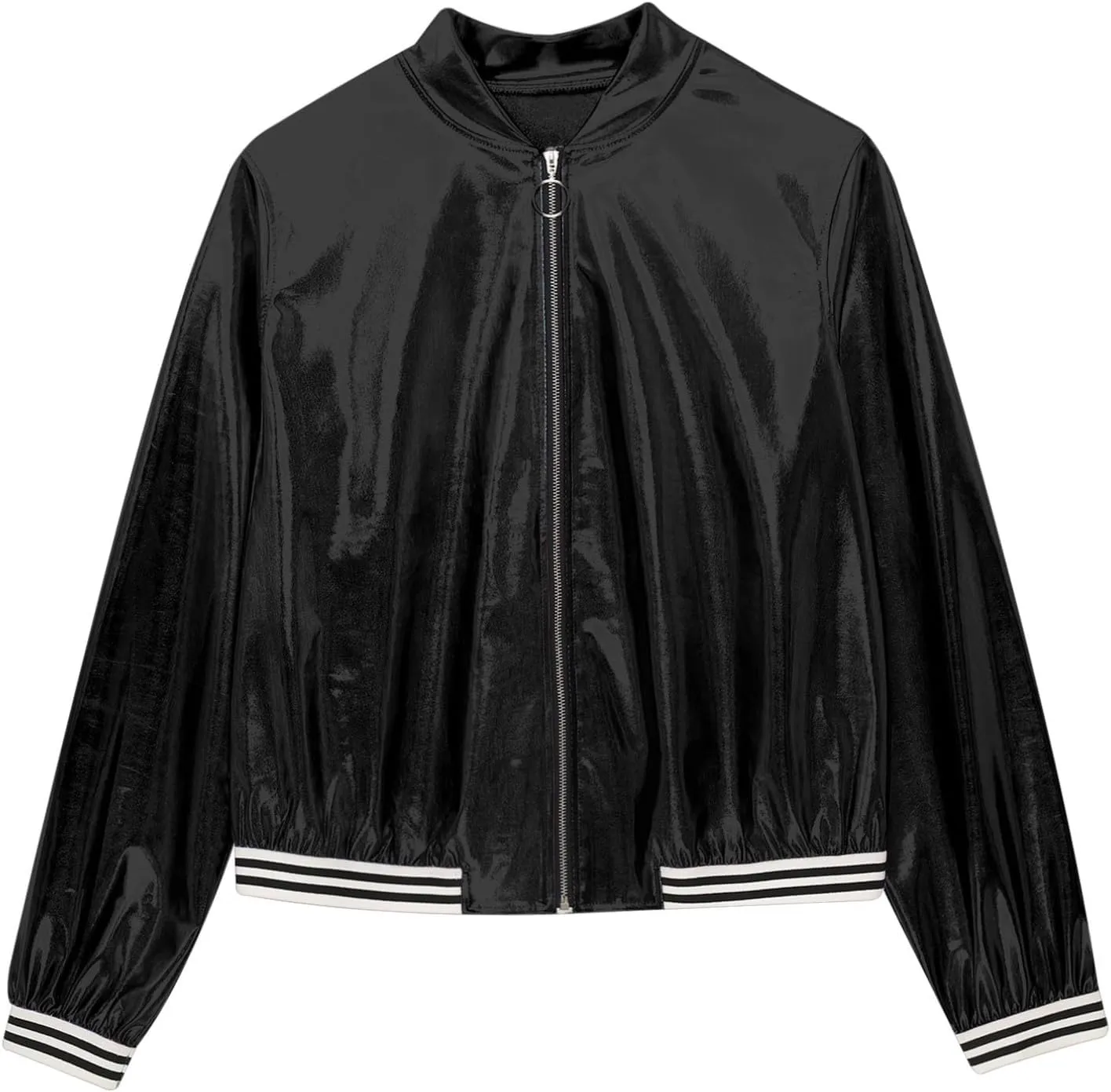 iiniim Men's Sparkly Holographic Long Sleeve Jacket Zip-up Outerwear Baseball Varsity Bomber Coat