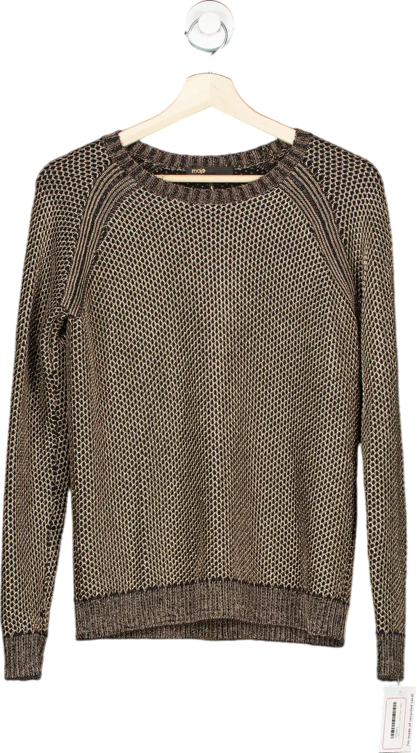 Maje Brown Metallic Knit Jumper Sz2 UK 10