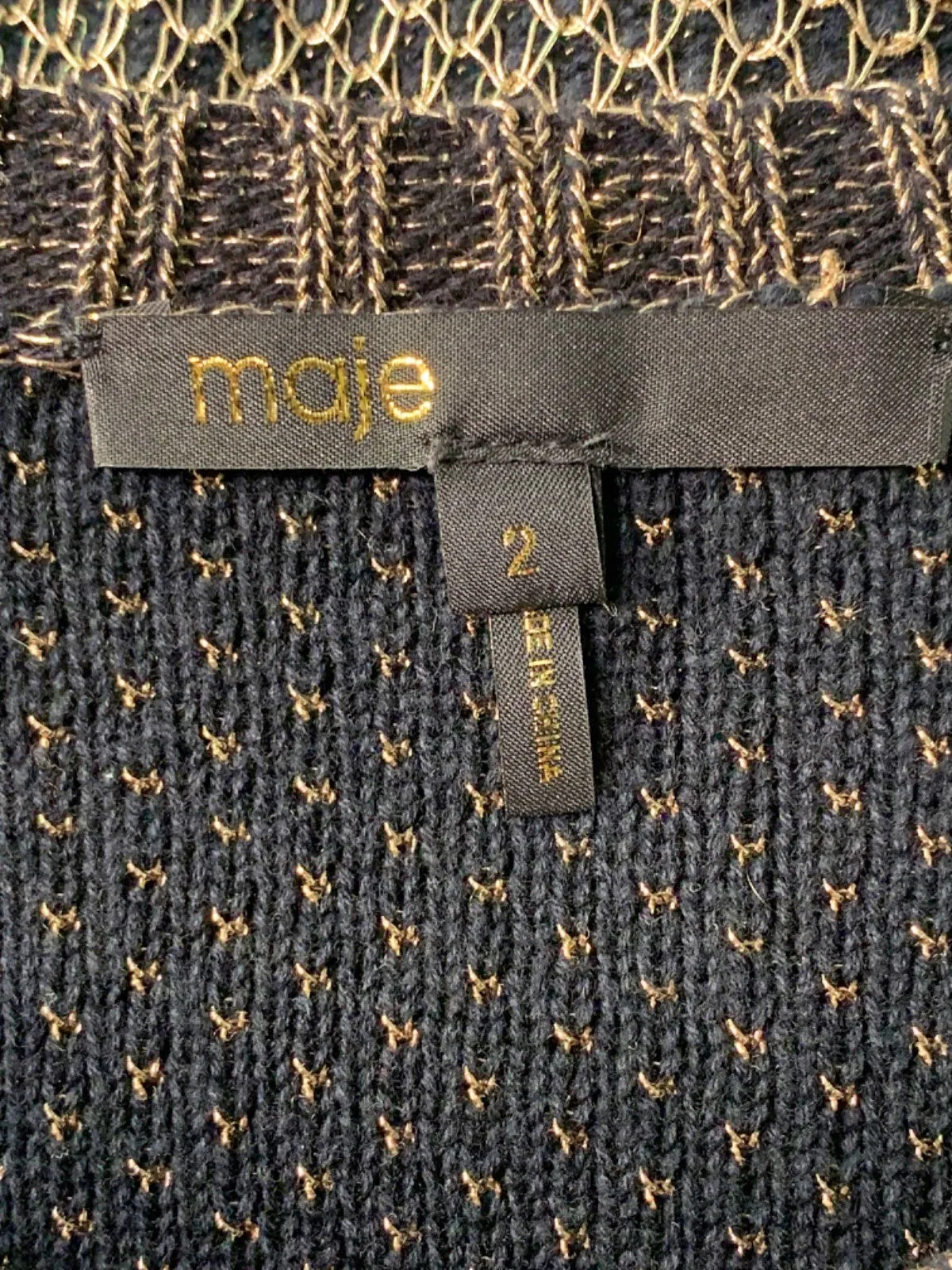 Maje Brown Metallic Knit Jumper Sz2 UK 10