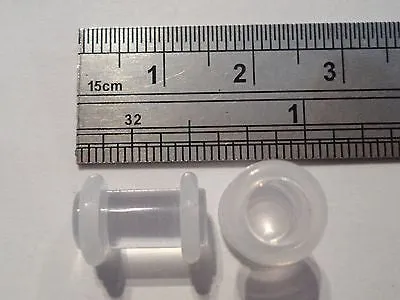 New Pair CLEAR Stretched Ear Lobe Plugs 2 gauge 2G