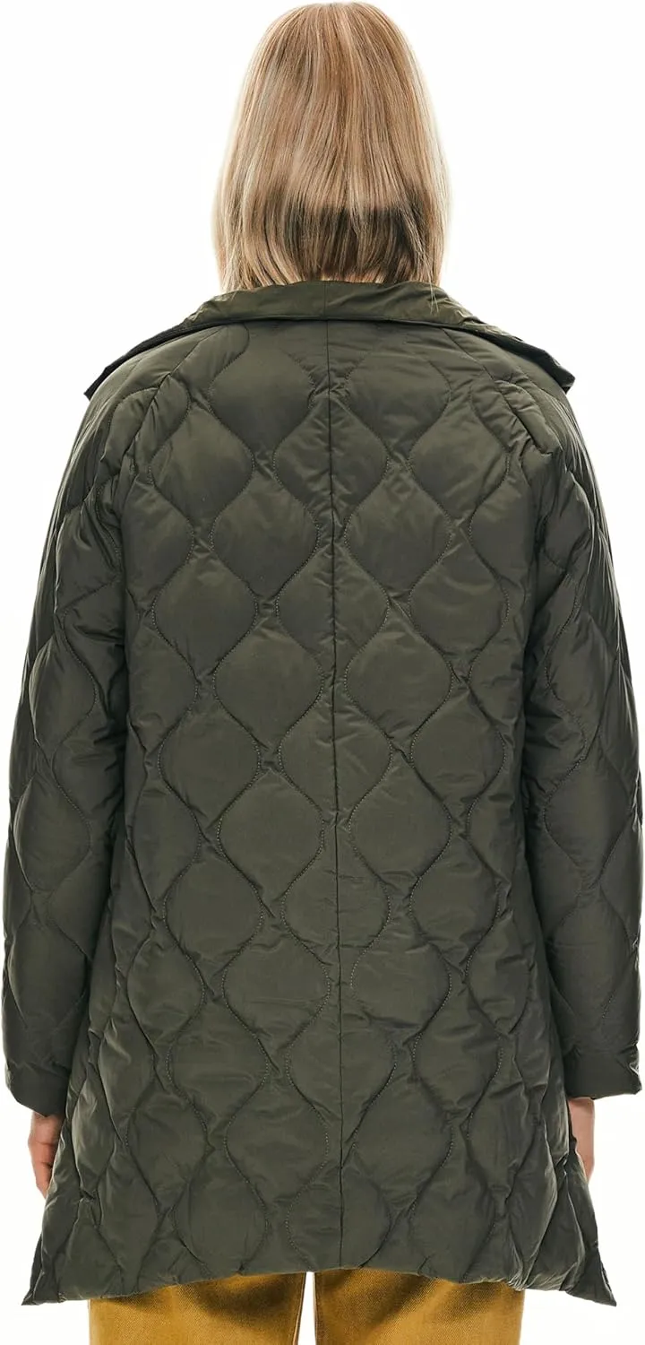 Orolay Women's Oversized Quilted Puffer Jacket Lightweight Insulated Casual Long Sleeve Padded Coat with Pockets