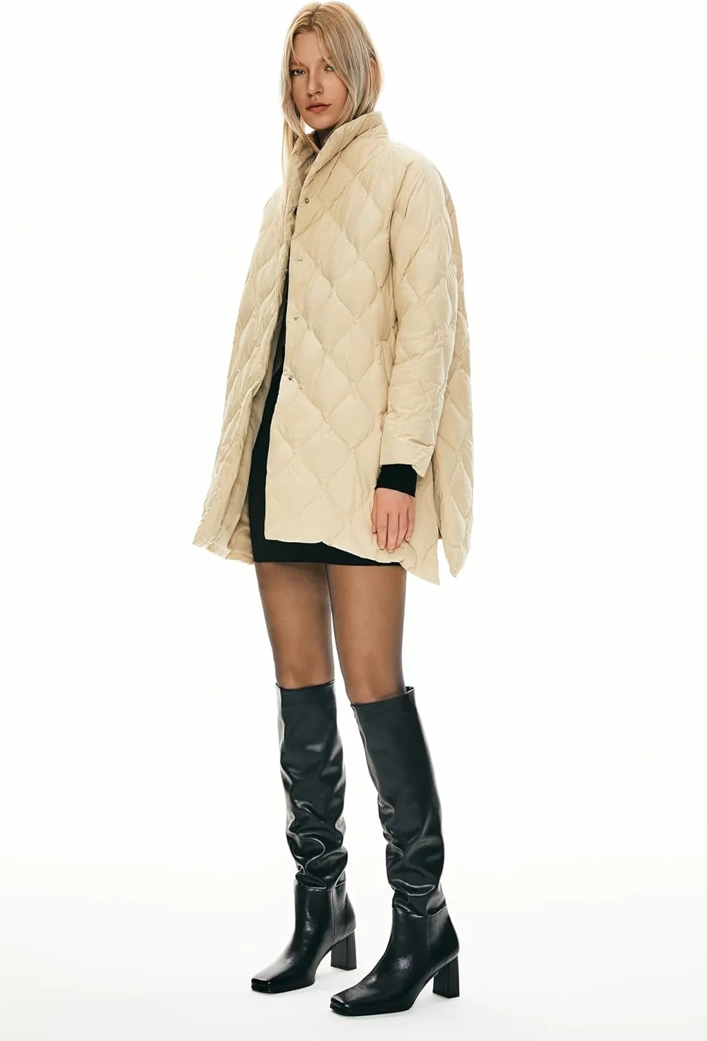 Orolay Women's Oversized Quilted Puffer Jacket Lightweight Insulated Casual Long Sleeve Padded Coat with Pockets