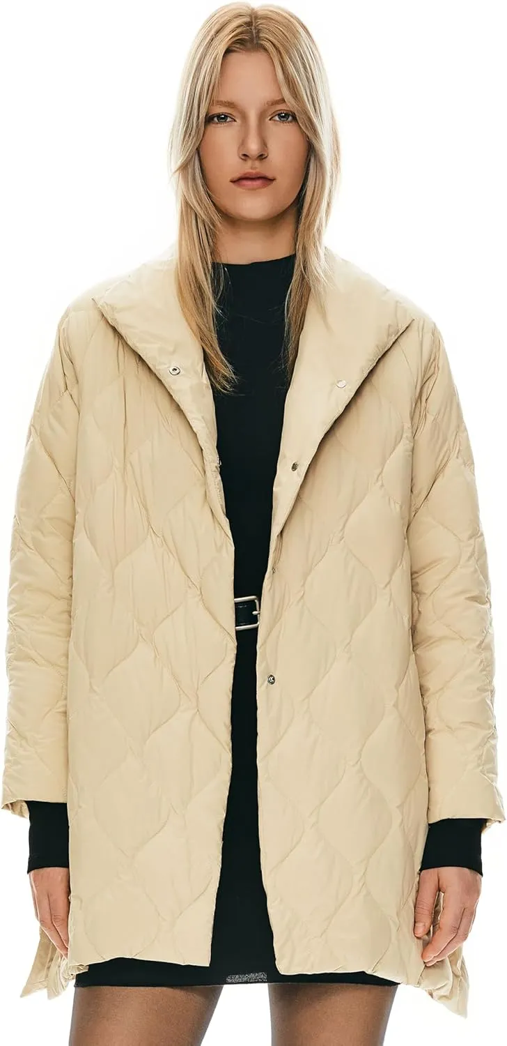 Orolay Women's Oversized Quilted Puffer Jacket Lightweight Insulated Casual Long Sleeve Padded Coat with Pockets