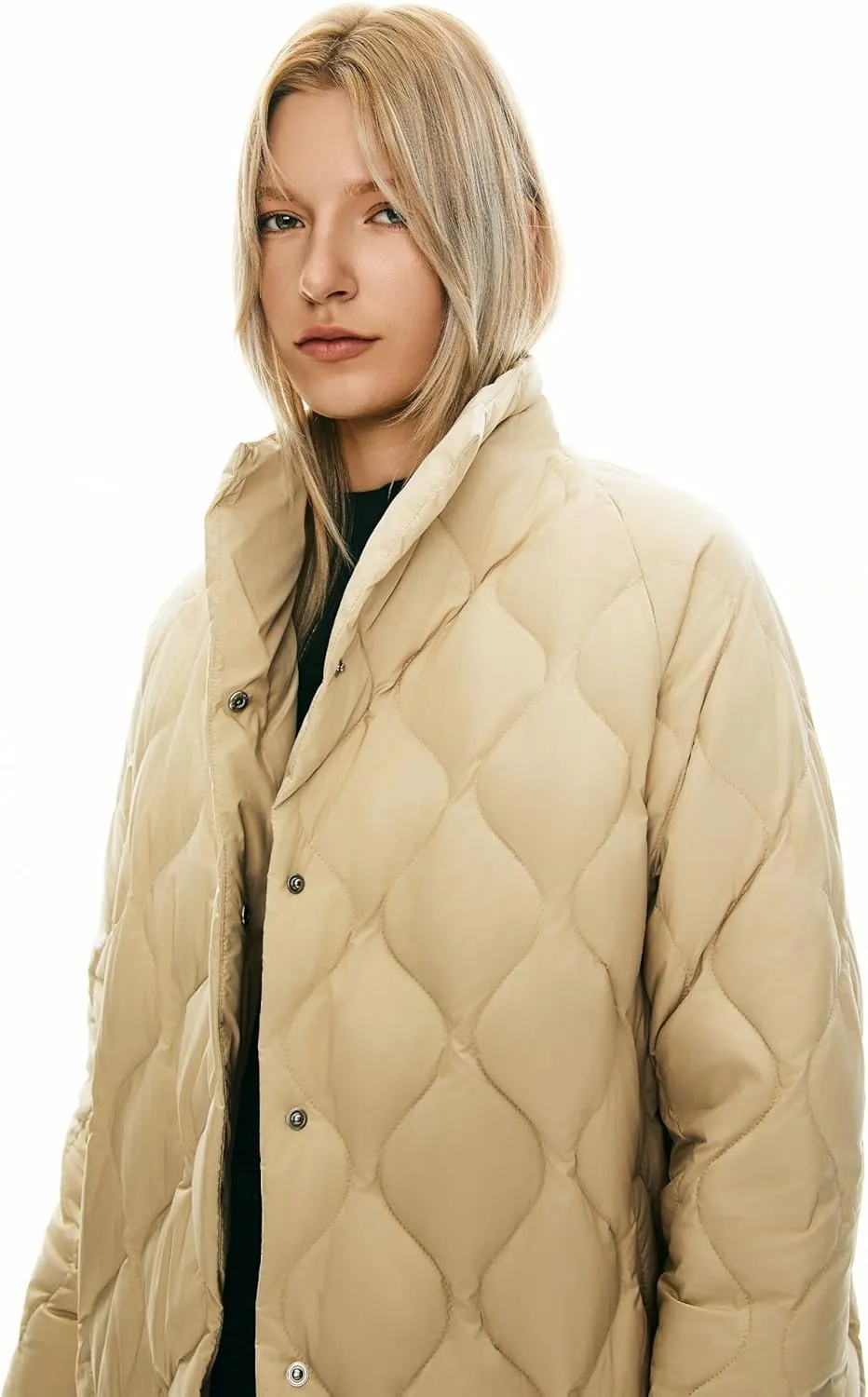 Orolay Women's Oversized Quilted Puffer Jacket Lightweight Insulated Casual Long Sleeve Padded Coat with Pockets
