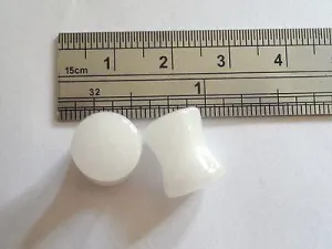 Pair 2 pieces White Murano Glass Plugs Double Flare Ear Lobe Gauges 2g 2 gauge