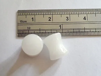 Pair 2 pieces White Murano Glass Plugs Double Flare Ear Lobe Gauges 2g 2 gauge