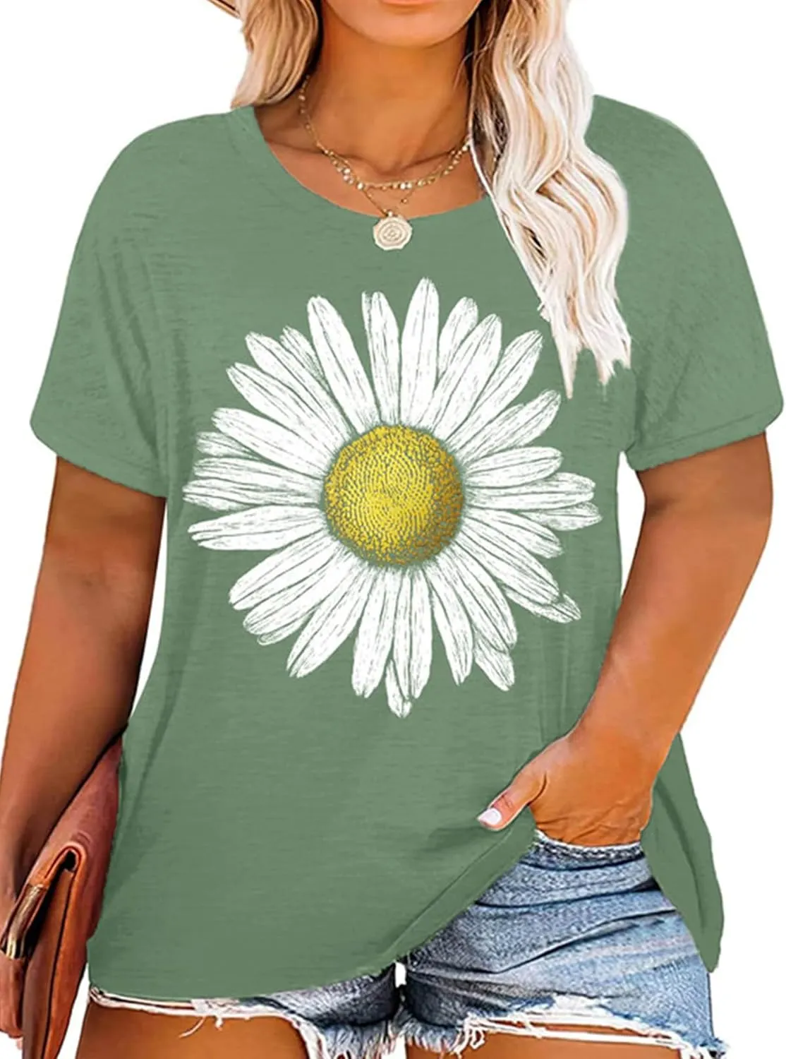 Plus Size Tops Sunflower Shirts for Women Flower Graphic Tees Shirts Summer Inspirational Tshirt