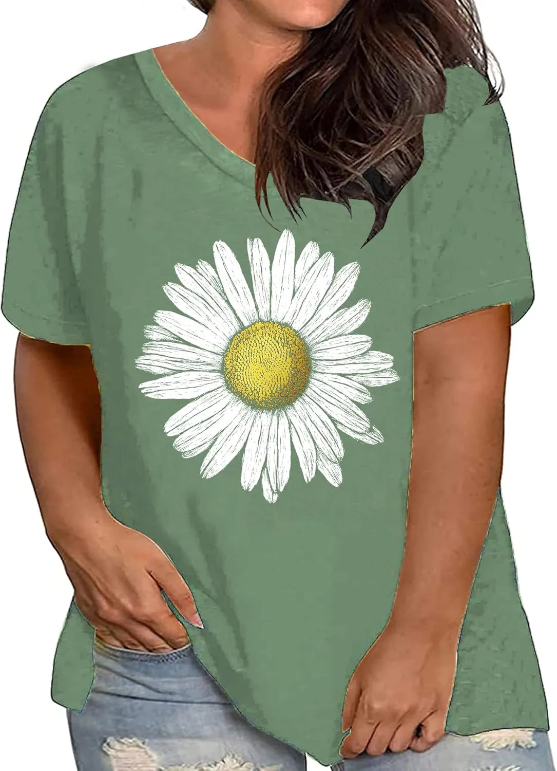 Plus Size Tops Sunflower Shirts for Women Flower Graphic Tees Shirts Summer Inspirational Tshirt
