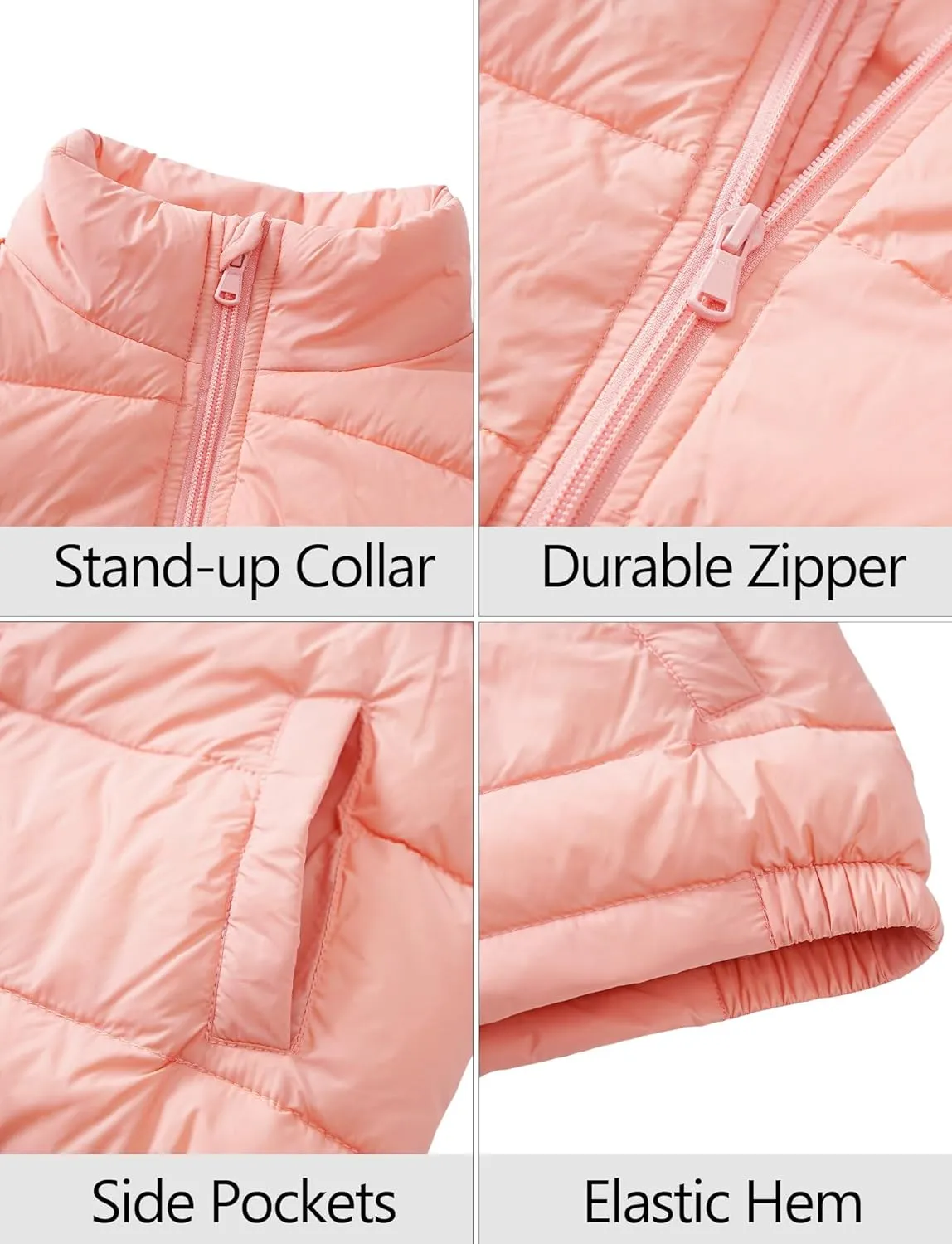 SEAUR Toddler Boy Girl Puffer Gilet Kid Down Jackets Winter Padded Vest Sleeveless Quilted Jacket Insulated Bodywarmer Solid