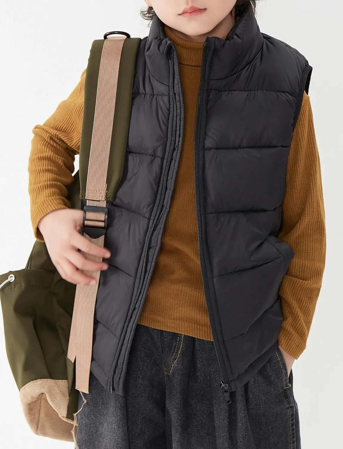 SEAUR Toddler Boy Girl Puffer Gilet Kid Down Jackets Winter Padded Vest Sleeveless Quilted Jacket Insulated Bodywarmer Solid