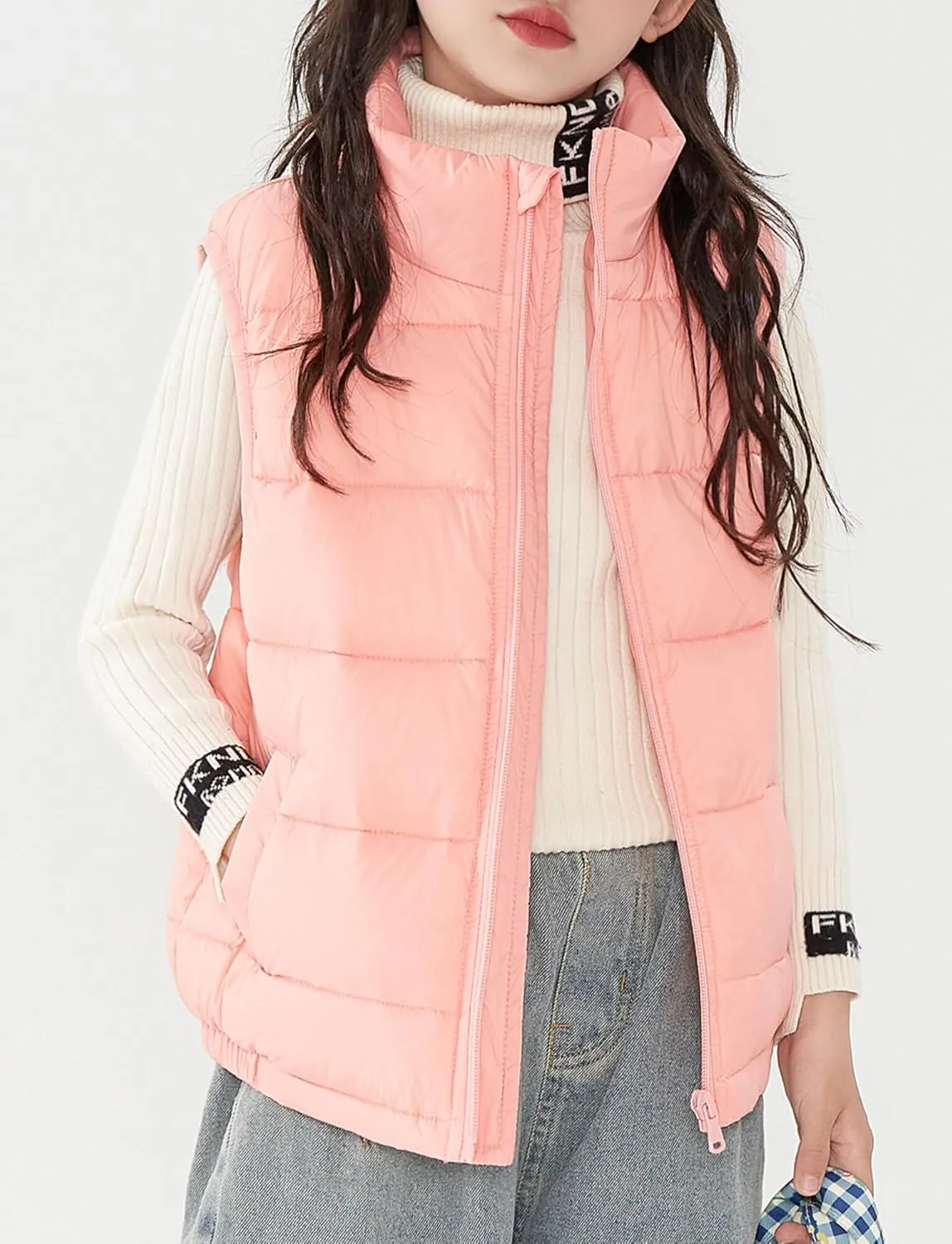 SEAUR Toddler Boy Girl Puffer Gilet Kid Down Jackets Winter Padded Vest Sleeveless Quilted Jacket Insulated Bodywarmer Solid