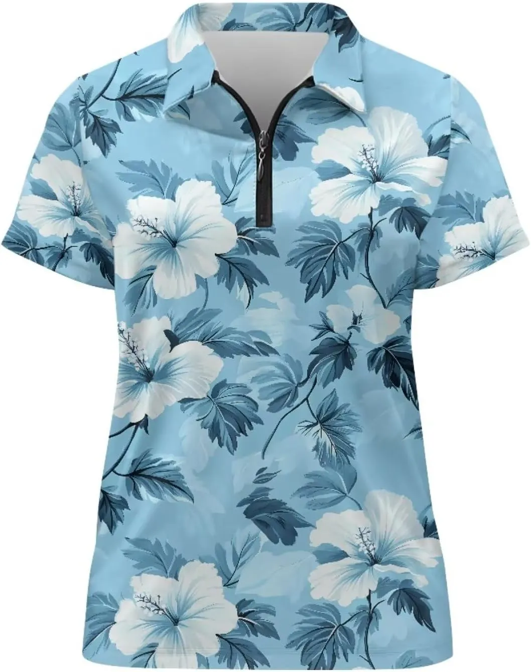 YEXIATODO Womens Golf Shirt Short Sleeve Polo Shirts Zip Up Collared UPF 50  Quick Dry Tennis Athletic Tank Tops XS-2XL