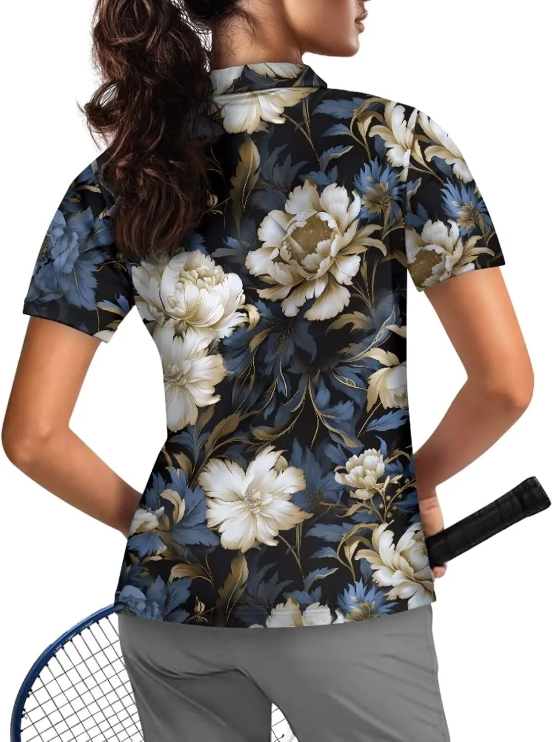 YEXIATODO Womens Golf Shirt Short Sleeve Polo Shirts Zip Up Collared UPF 50  Quick Dry Tennis Athletic Tank Tops XS-2XL