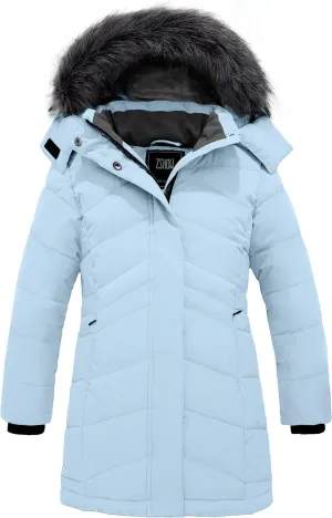 ZSHOW Girls' Winter Coat Insulated Long Parka Warm Hooded Puffer Jacket