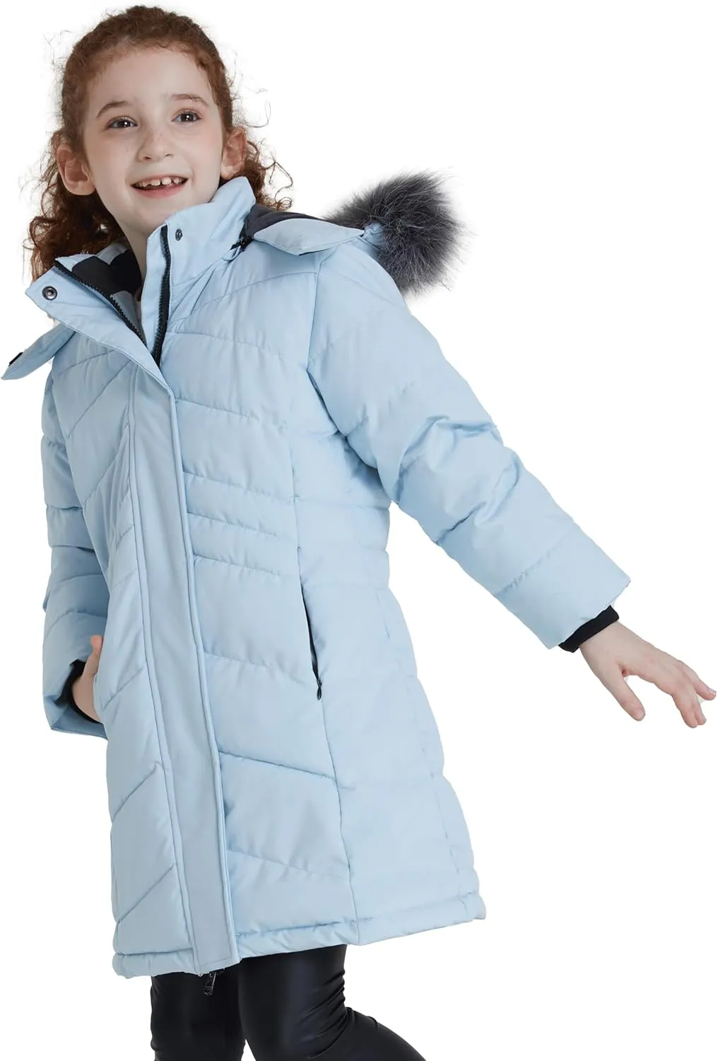 ZSHOW Girls' Winter Coat Insulated Long Parka Warm Hooded Puffer Jacket