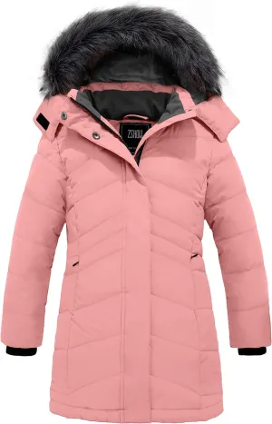 ZSHOW Girls' Winter Coat Insulated Long Parka Warm Hooded Puffer Jacket