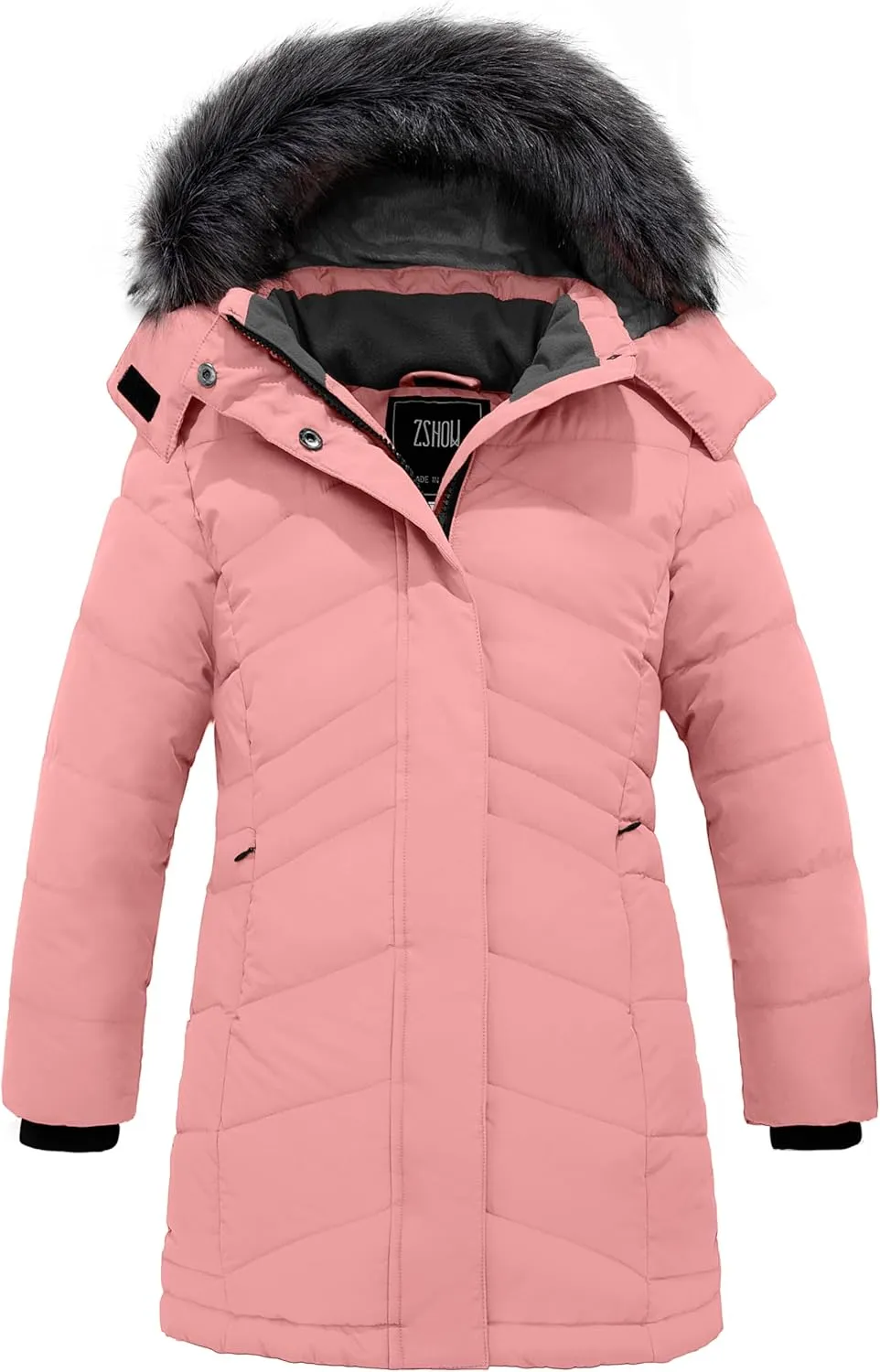 ZSHOW Girls' Winter Coat Insulated Long Parka Warm Hooded Puffer Jacket