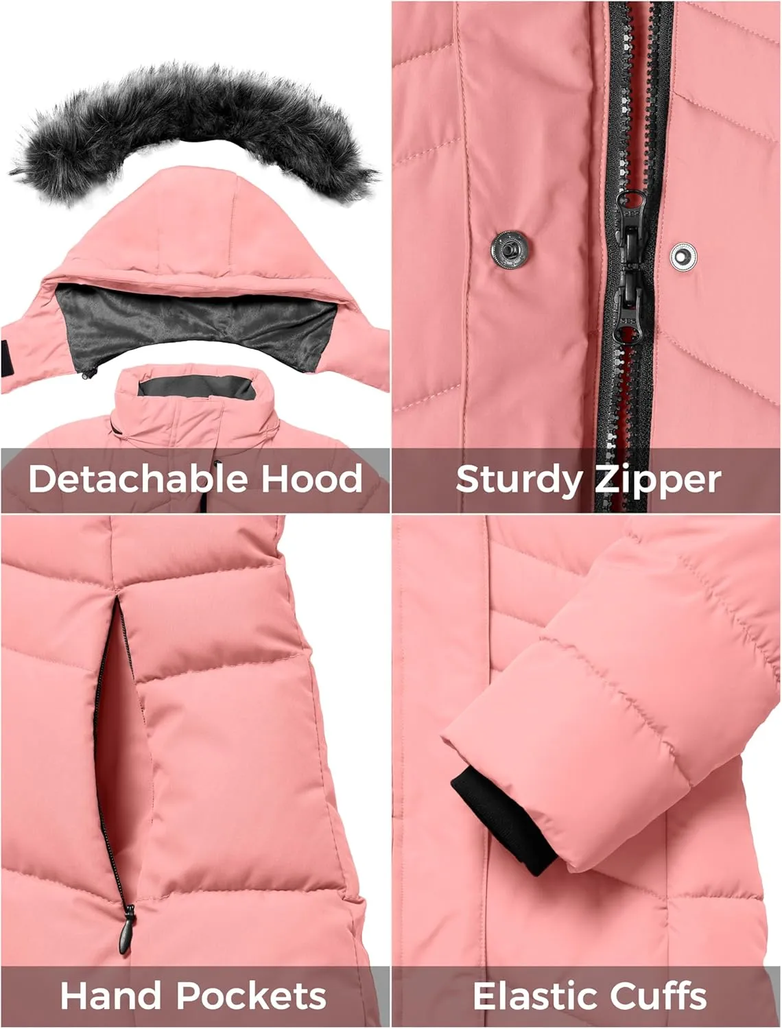 ZSHOW Girls' Winter Coat Insulated Long Parka Warm Hooded Puffer Jacket