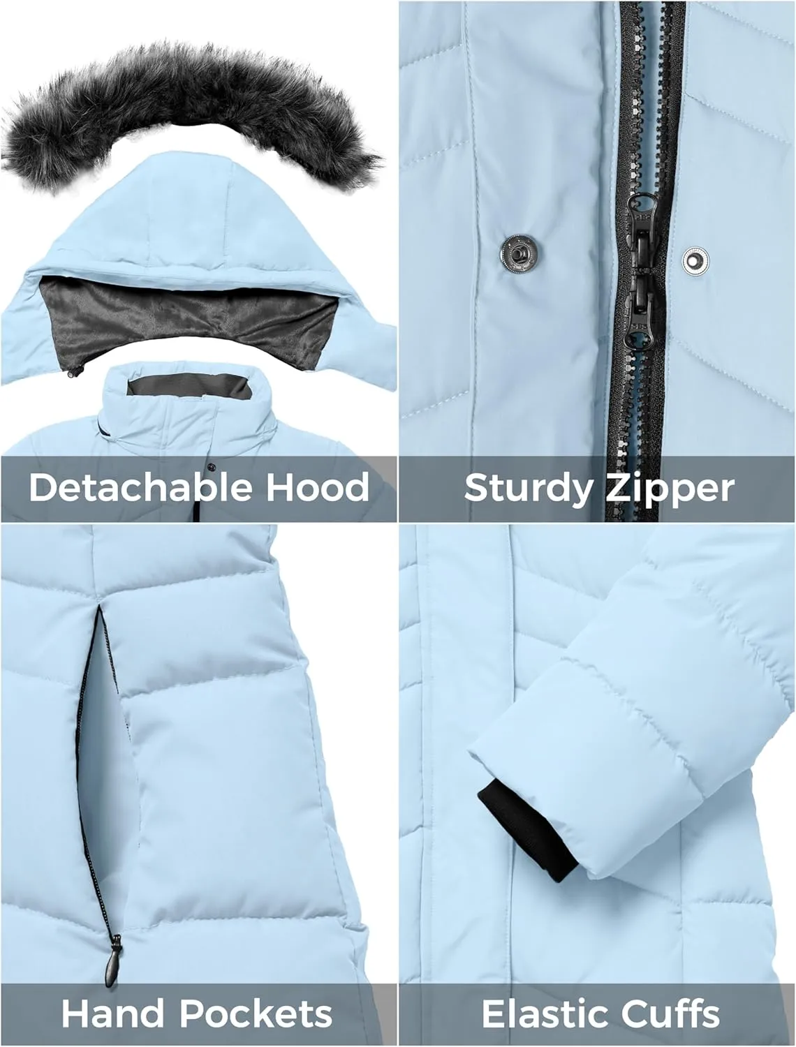ZSHOW Girls' Winter Coat Insulated Long Parka Warm Hooded Puffer Jacket
