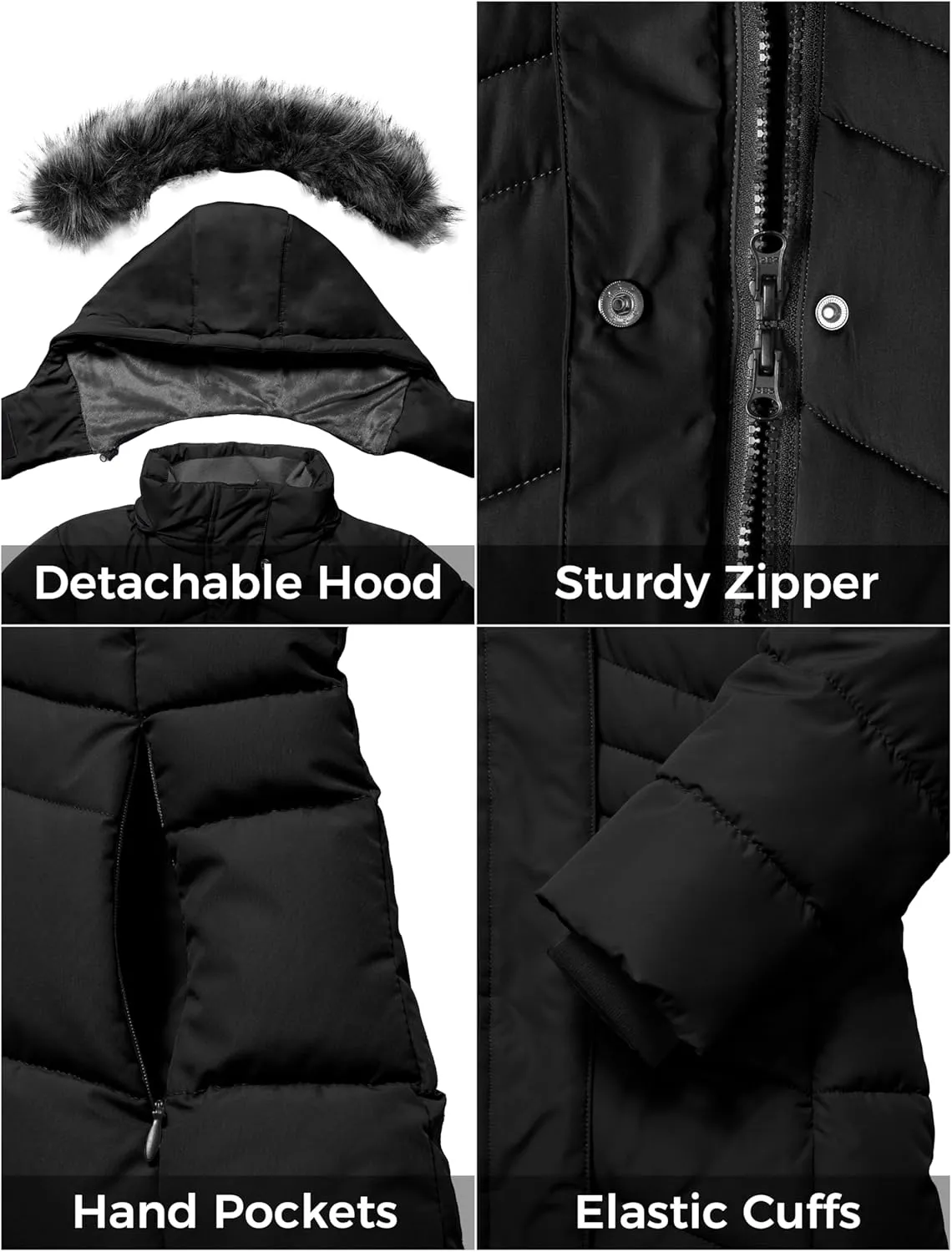 ZSHOW Girls' Winter Coat Insulated Long Parka Warm Hooded Puffer Jacket