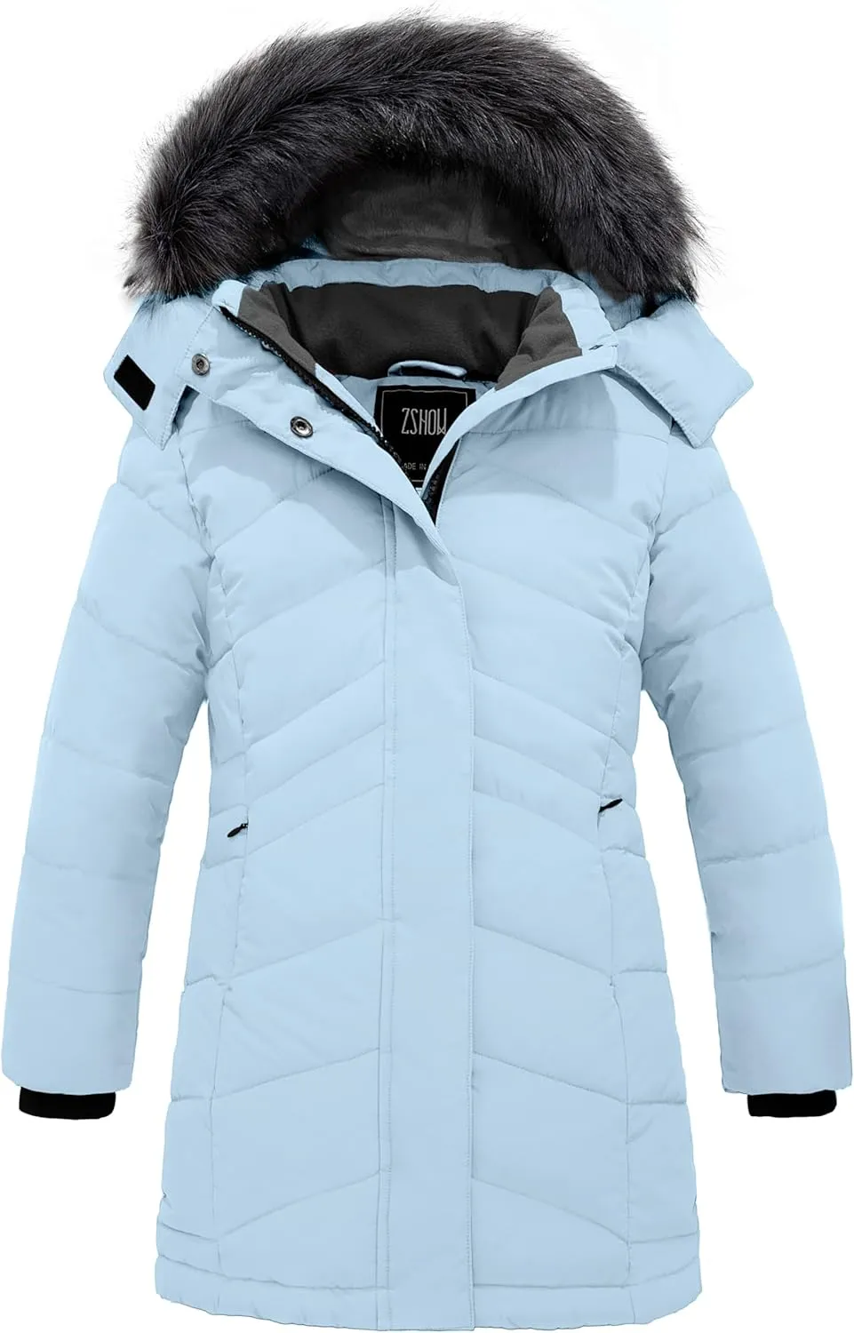 ZSHOW Girls' Winter Coat Insulated Long Parka Warm Hooded Puffer Jacket