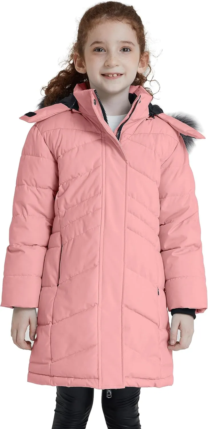 ZSHOW Girls' Winter Coat Insulated Long Parka Warm Hooded Puffer Jacket