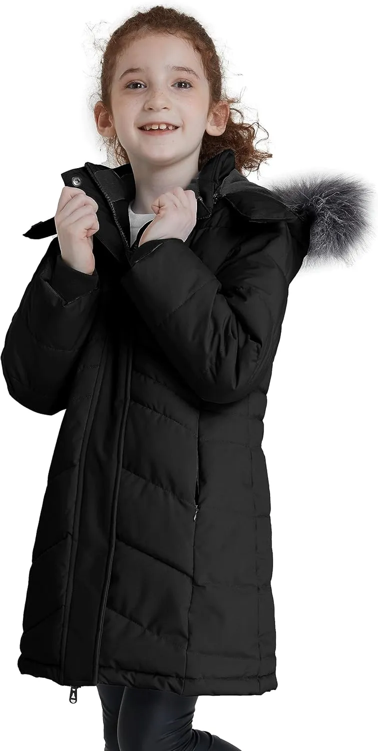 ZSHOW Girls' Winter Coat Insulated Long Parka Warm Hooded Puffer Jacket